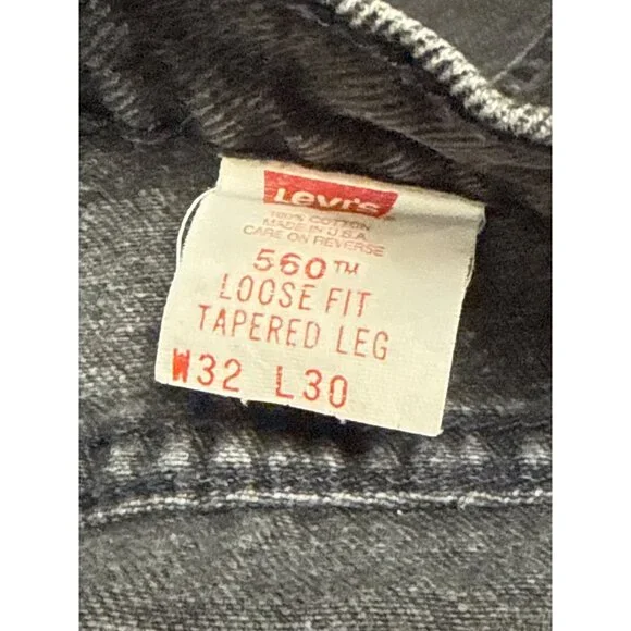Levi's  Men's 560 Jeans Orange Tab Black Loose Fit Tapered Leg 90s USA 32 x 29 - Picture 9 of 10